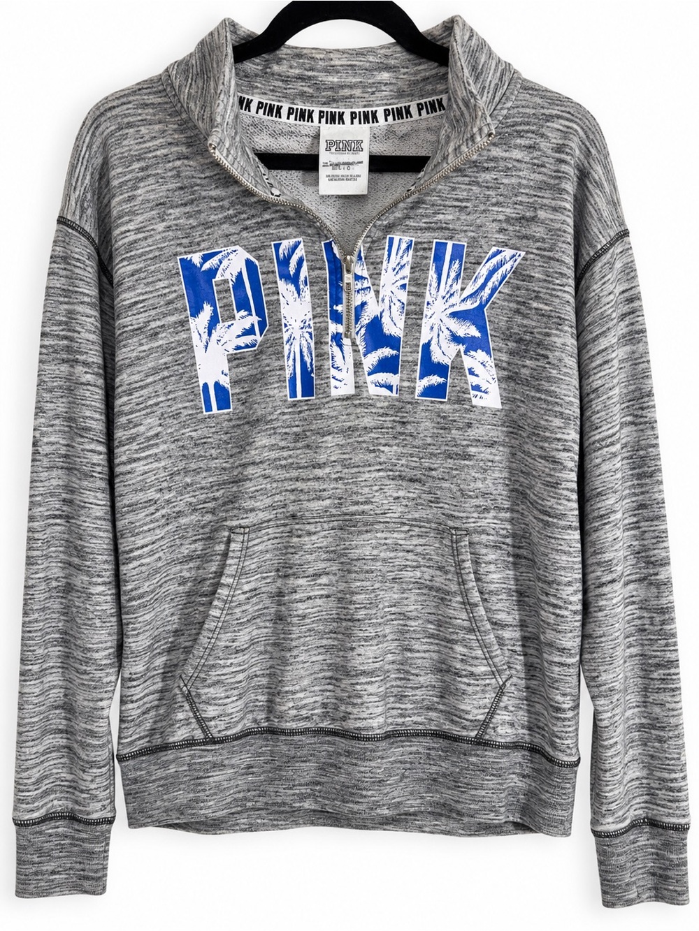 PINK Victoria's Secret Gray Half-Zip Pullover Sweatshirt Size L